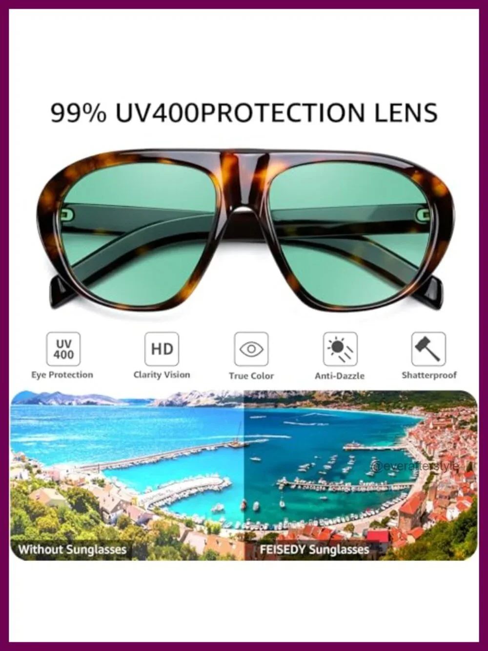 Oversized Retro Aviator Sunglasses UV Protection